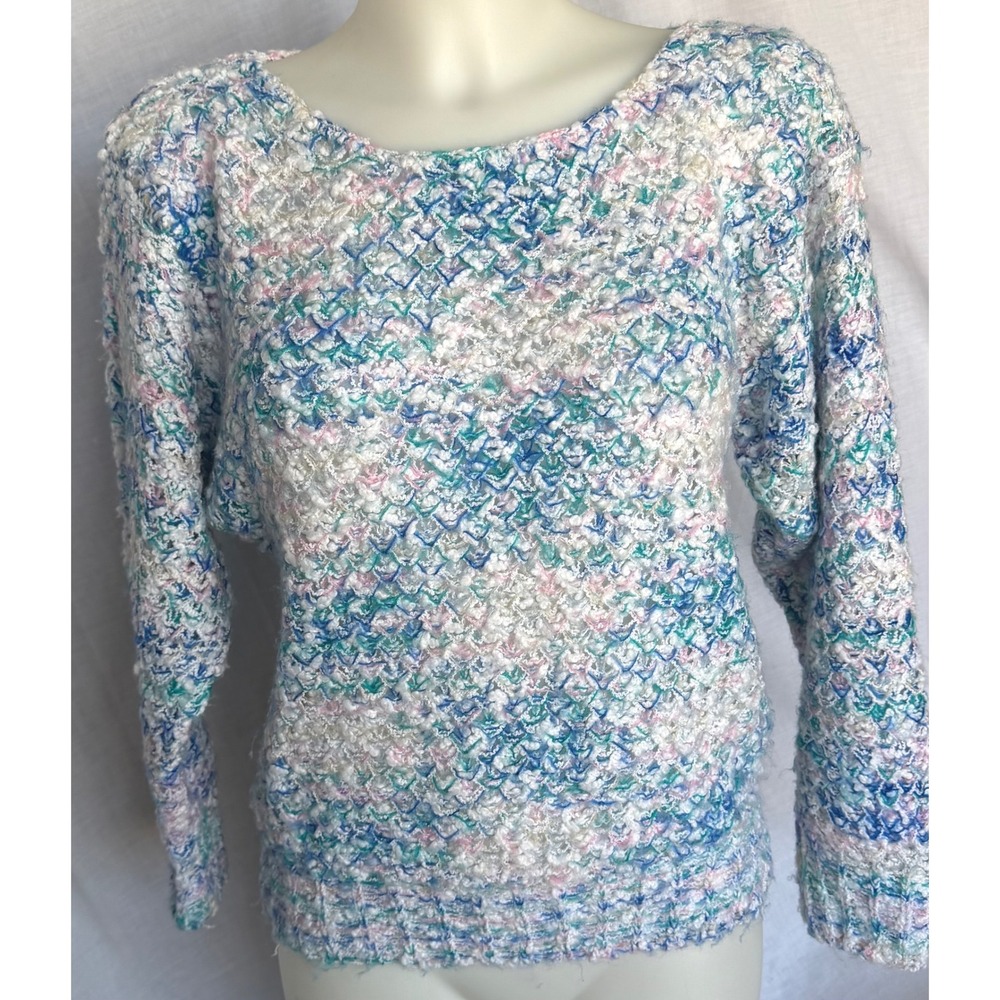 Vintage 80s 90s Naomi Bee Sweater Multi-Color Confetti Knit Textured Small